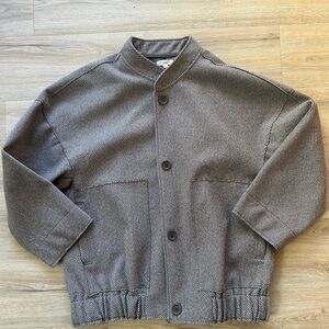 Max Studio London Brown Herringbone Bomber Jacket